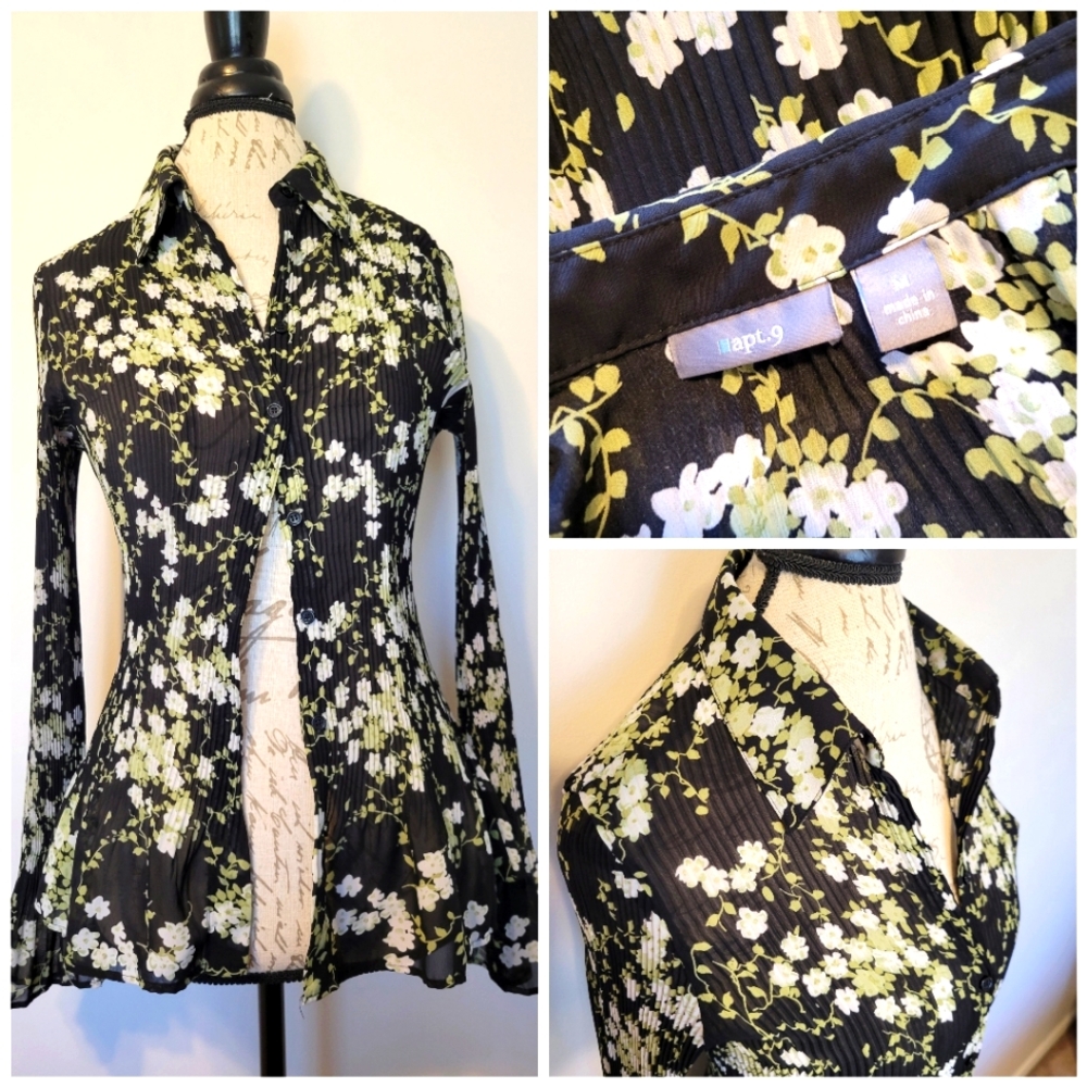 Pleated Floral Blouse